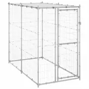 vidaXL Outdoor Dog Kennel Galvanised Steel with Roof Dog Cage Pet Enclosure