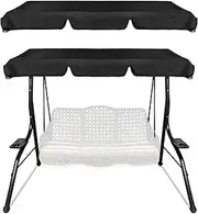 3 Seater Patio Swing Canopy Replacement Top Cover,Anti-UV Waterproof Swing Canopy Replacement Cover,Porch Swing Hammock Protector Furniture Cover,Black,190x132