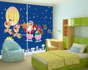 3D Moon Antelope O17 Christmas Photo Curtain Printing Fabric Window An