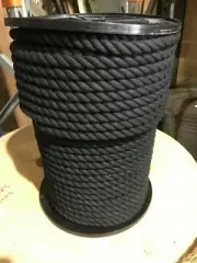 COTTON ROPE 24mm x 50mtrs 3 STRAND BLACK SUPERIOR QUALITY BRAND NEW