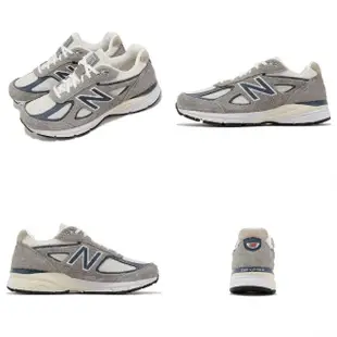 【NEW BALANCE】休閒鞋 990 V4 男鞋 灰 深藍 美製 麂皮 復古 拼接 NB 紐巴倫(U990TA4-D)