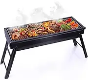 Portable Charcoal Grill and Smoker, Go-Anywhere Compact Foldable Grill for Travel, Outdoor Cooking and BBQ, Camping Grill Picnic Patio Backyard, 23-Inch, Black