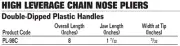 8"-Inch High Leverage Chain Nose Pliers, Double-Dipped Handles, Williams PL-98C