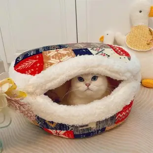 日系銅鑼燒貓窩復古冬天保暖封閉式兩用四季貓屋房子狗窩寵物窩