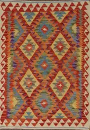 Reversible Wool Kilim Oriental Accent Rug Flat-Weave South-western Carpet 3x5