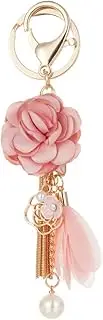 [SWJEWEL] Flower Keychain Rhinestone Tassel Leaf Key Ring Women Wallet Bag Pendant Charms
