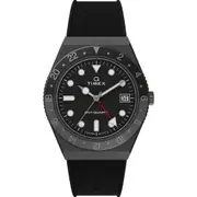 Timex® Q GMT Synthetic Rubber Strap Watch, 38mm