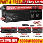 Car Vehicle Power Inverter 5000W DC 12V 24V to AC 110V Solar Converter Home RV