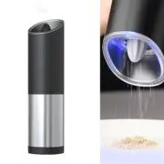 Silver Gravity Electric Grinder Set Kitchen Spice Herb Pepper Stainless Steel