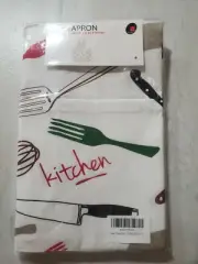 Apron One Size Fits Most Utensils Fork Knife Mixer Baking Multicolor White