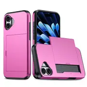ZUSLAB for Apple iPhone 16 Plus Case Slide Armor Card Holder Protective Shockproof Hard Back Cover (2024) - Pink