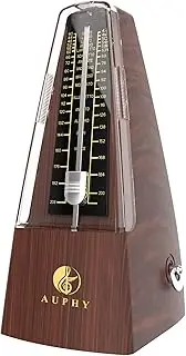 AUPHY Mechanical Metronome with Accent Bell, Classic Shape, Accurate Beat, Multiple Beat Modes, Suitable for Piano Guitar Drums Violin Saxophone etc（Wood Grain）