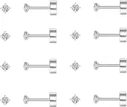 FOSIR 8 Pairs Tiny Cartilage Stud Earrings for Women Men Flatback Earrings Stainless Steel Cubic Zirconia Earrings Set, 20G, Gold Silver Black Rose Gold