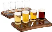Houseables Beer Flight Boards with Glasses, Drink Flight Boards, Beer Tasting Glasses, Holder for Drinks, Whiskey, Wine, Bourbon, Margarita, Mimosa, Brewery, Gift, Set of 2 Trays, 8 Cups, Chalk Labels