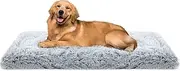 Washable Dog Bed for Large Dogs, Waterproof Memory Foam Pet Sleeping Mat, Fluffy Faux Non-Slip and Egg-Crate Foam Big Dog Couch Bed (Grey)
