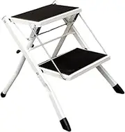 yuksok Folding Stepstool Stepladder 120kg/264lbs Capacity Small Closet Stool Shoe Changing Stool for Cleaning Painting Shop Bathroom, White