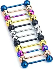 [Oufksiyy] Tongue Rings Nipple Piercing Jewlery Surgical Steel 16mm 14G Tongue Piercing Jewelry Nipplerings for Women Men Tongue Jewelry Nipple Jewelry 14 Gauge Nipple Barbell 6 Pair
