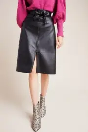 5 $160 NWT Anthropologie Marceline Faux Leather A-Line Midi Skirt M