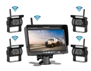 Wireless 7" Monitor 4x Reversing Camera Backup Kit For RV Truck Caravan 12V-24V