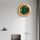 Wall Clock Wood Ornament Octagonal Easy to Read Silent Wall Decor Hanging Clock