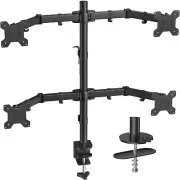 Quad Monitor Stand, 4 Monitor Desk Mount for 13-27 Inch Computer Screens with Fu