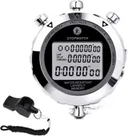 Stopwatch Timer, Digital Stop Watch with 0.01second Timing, Metal 10 Lap Memo...
