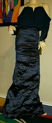 NICOLE MILLER TECHNO METAL V BAR GOWN DRESS SZ 4$730