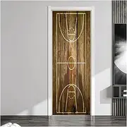 Door Stickers Ink Lotus Art Door Stickers Summer Flowers 3D Waterproof Mural Decal Bedroom Living Room Decor(Q,95x215cm)