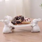 Bunny Rabbit Ceramic plate,Dishes for Dessert Food Server Tray,cute Cake Stan...