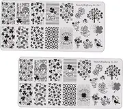 2pcs Manicure Diy Templates Stamping Plates for Nails Unique Nail Art Designs