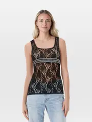 Black Lace Sheer Tank Top