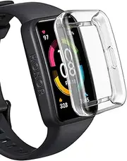 Screen Protector Case Intended for Honor Band 7/Band 6 Huawei Band 6 Smartwatch Full Coverage Shockproof Case Protective Screen Cover Intended for Honor Band 7/Band 6 (Transparent White)