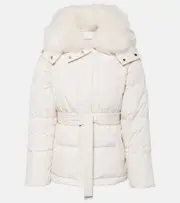 [Yves Salomon] Yves Salomon Belted shearling-trimmed down jacket AU 20 white
