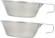 BESPORTBLE 2Pcs Stainless Steel Folding Bowls for Outdoor Cooking Portable Picnic Cookware for Camping Barbecue Backpacking Convenient Handle for Easy Use