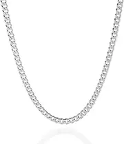 [QUADRI] Solid 925 Sterling Silver 5mm Diamond Cut Cuban Link Curb Chain Necklace for Women Men, 16-30 Inch Made in Italy
