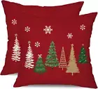 DFXSZ Christmas Pillow Covers 16X16 Inch Set of 2 Christmas Tree Decorative Red