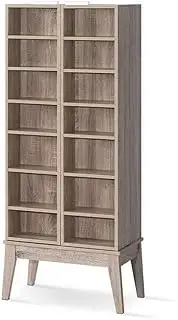 [Artiss] Book Shelf with Hidden Compartment Adjustable Bookshelf Bookcase Corner Display Cabinet, CD DVD Rack Storage Media Organizer Living Room Office Furniture
