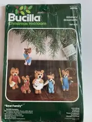 Bucilla Vintage Teddy BEAR FAMILY Felt Christmas Ornaments Kit 48996 Makes 6