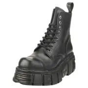 New Rock Metallic M-newmili083-s39 Unisex Platform Boots in Black - 6 US
