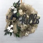 Farmhouse, Rustic, Hello Deco Mesh Door Decor, Spring, Summer, Everyday Wreath