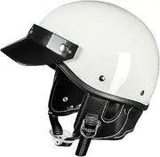 Motorcycle Half Helmet Open Face Helmet with Removable Leather Rib and Liner for Men Women Motorcycle Rider Cruiser Scooter Travel DOT/ECE Approved