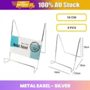 6x Metal Easel 14cm Display Plate Stand Photo Book Frame Plate Holder Silver Au