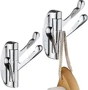 KOKOSIRI Swivel Hooks Solid Metal Foldable Towel Hooks with Multi Three Rotating Arms Swing Arm Triple Robe Hook Hanger, Wall Mounted, Polished Chrome, B1009CH-P2