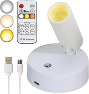 Wireless LED Spotlight, Rechargeable Floor Uplighting Indoor, Battery Operated Picture Light with Remote Timer and Dimmable Accent Spot Lights Stick on Wall Light for Plants Pictures Artwork
