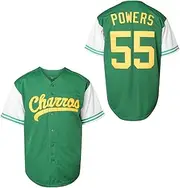 [MESOSPERO] 55 Kenny Powers Charros Eastbound and Down Myrtle Beach Mermen Movie Baseball Jersey for Men S-XXXL Light Blue Green