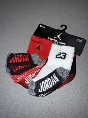 NWT Jordan (Toddler 2-4 Years) Brand New 6 Pack Lightweight Ankle Socks