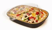 3 lb. Black & Gold Pan Meal Prep Take-Out Pan w/Clear Dome Lid 10 Pack BPA Free