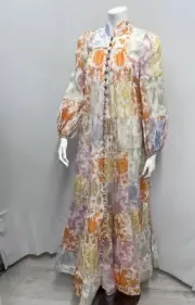 Zimmermann Dress 2 Postcard Lantern Midi Dress NWT $1,750 Patchwork Floral US 8