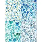 SET OF 4 MAGNETIC NOTEPADS: BLUE ABSTRACT