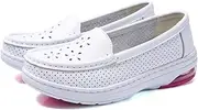 [NVBHOF] Bunions Nursing Shoes for Women with Arch Support, Breathable Leather Hollowed Out Nurse Shoes for Docotors, Nurse Hospital (Color : White, Size : 5.5 AU)